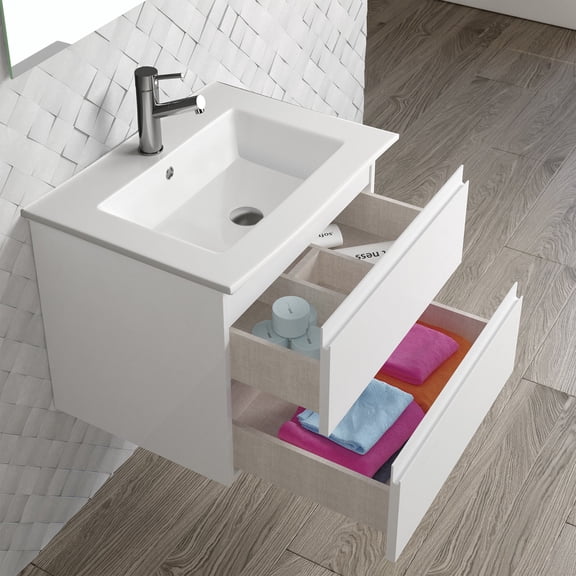 DAX Pasadena Vanity Cabinet with Glossy Toscana Basin, 24", White