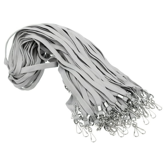Uxcell 47cm Lanyards Bulk, 50Pcs Teacher Lanyards for ID Badges Keys Badge Lanyard Durable Personalized with Clip for ID Card, Grey
