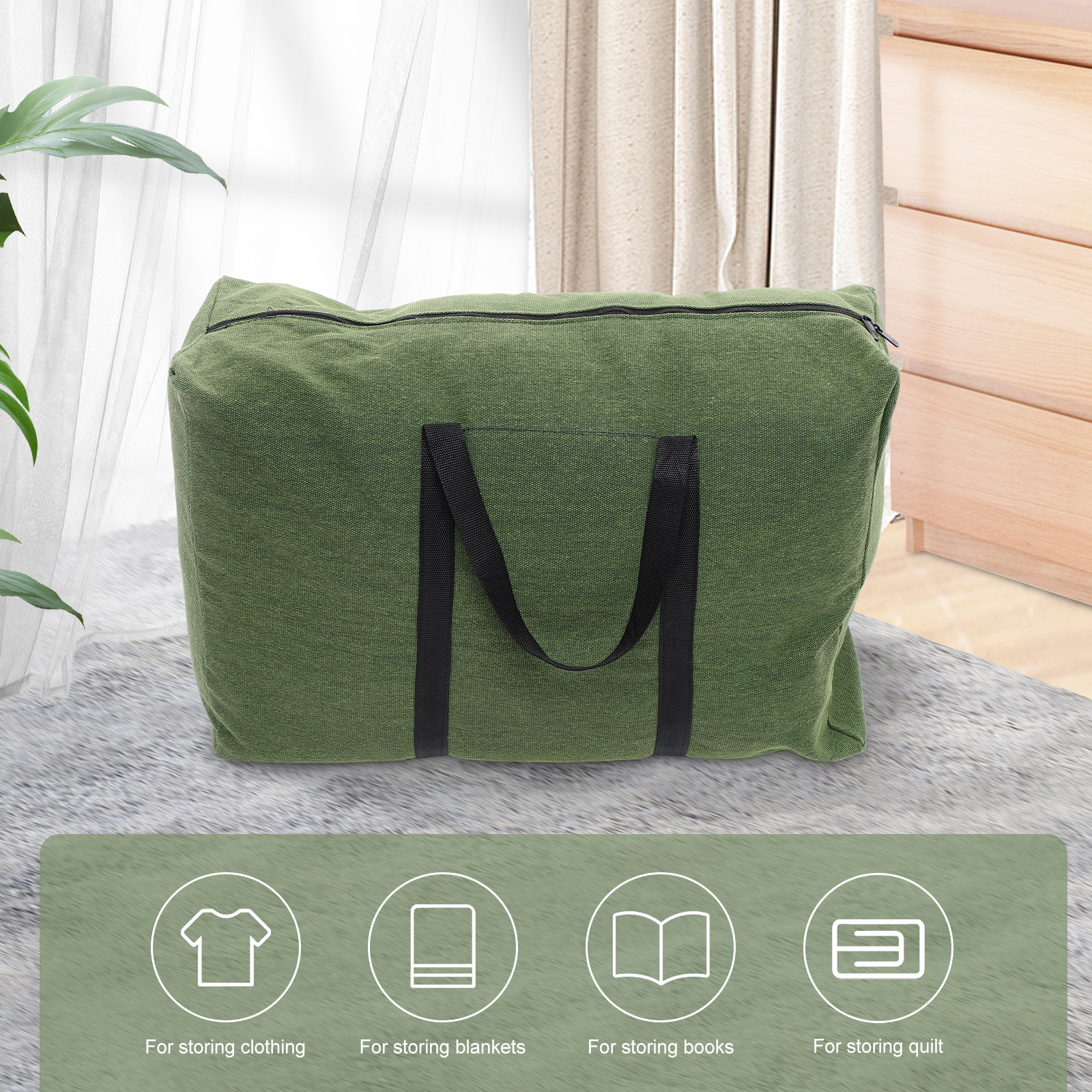 HOKARUA Large Capacity Travel Duffle Bag Canvas Travel Luggage Bag Large Duffle Bag Olive Green