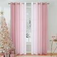 thumbnail image 7 of Junvictex Ombre Crushed Chiffon Pink Sheer Curtains 52"Wx84"L for Bedroom Living Room Decor, Set of 2 Crinkle Curtain Panels,Grommet, 7 of 7