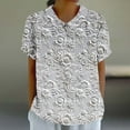 thumbnail image 2 of Cropped Blouse for Women, Short Sleeve Round-Neck Printed Casual Top, Polyester Fabric, Breathable Soft Material, Summer Spring Wear, Gym Daily Party Use, 2 of 5