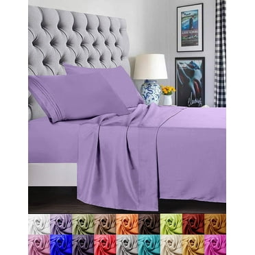 Elegant Comfort® Ultra Soft Microfiber 4pcs Sheet Set - Cool, Breathable, Wrinkle-Free, and Vibrant Colors Queen Lilac