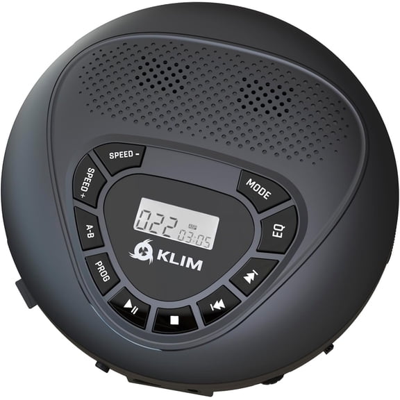Restored KLIM Speaker Discman Portable CD Player with Speakers, Bluetooth, Rechargeable Battery, Headphones, SD Card Slot, Aux (Refurbished)