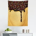 thumbnail image 1 of Ice Cream Tapestry, Waffle Chocolate Flavor Dessert Delicious Yummy Backdrop Graphic, Fabric Wall Hanging Decor for Bedroom Living Room Dorm, 5 Sizes, Dark Brown Mustard, by Ambesonne, 1 of 1