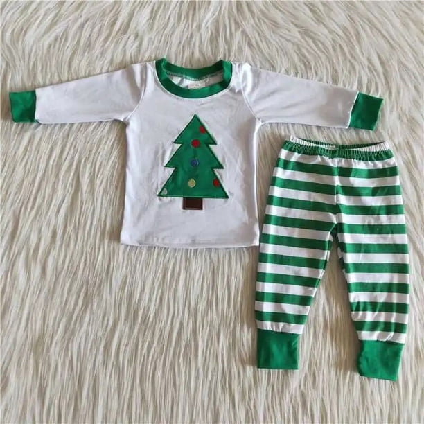Conjunto de ropa de dormir para niños y niñas, ropa de dormir con bordado de pan de jengibre, pantalones de rayas rosas, pijamas para niños pequeños, venta al por mayor