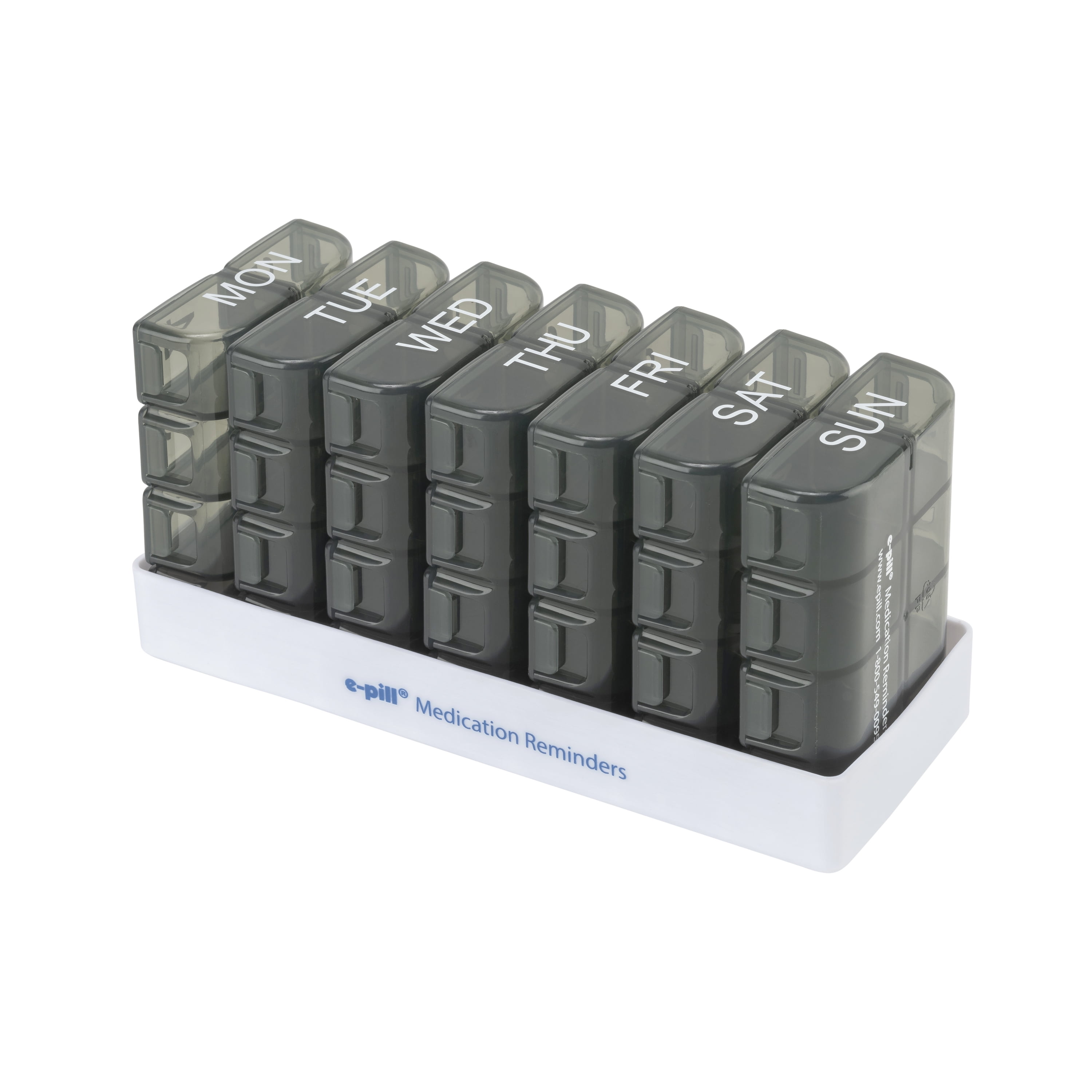 e-pill Large Weekly Pill Organizer - 7 Day x 8 Compartments per Day – Black