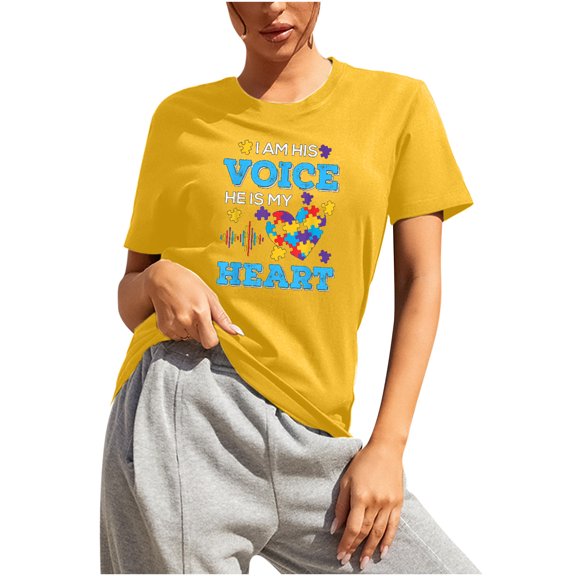 Mother's Day T Shirts Women's Graphic Letter Print Short Sleeve Cotton Tees Summer Cute Crew Neck Loose Tops (XL, Yellow)