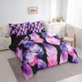 thumbnail image 3 of Homewish Feather 7-Piece Bedding Comforter Set,Modern Aesthetic King Bedding Sets,Pink Purplr Ombre Bed Sheets For Girls Kids,Super Cozy Room Decor Reversible, 3 of 8
