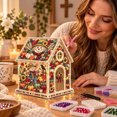 thumbnail image 4 of DIY Light Up Diamond Art Acrylic Cottage, 5D Gem Painting House Ornament with LED Light, Holiday Handmade Craft Decor for Tabletop & Christmas Tree, 4 of 5