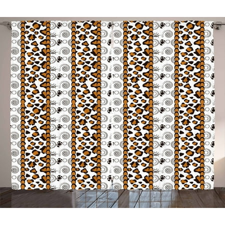 Zambia Curtains 2 Panels Set Cheetah Leopard Skin Pattern With