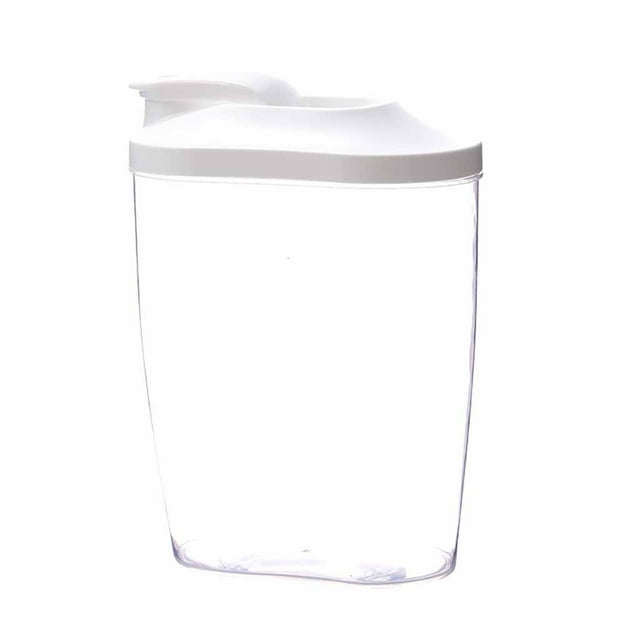 HCBY Flip-Top Cereal Dispenser & Food Storage Container - 1000ml/1500ml Transparent Pantry Organizer for Kitchen, Space-Saving Square Design(White,1.5L)