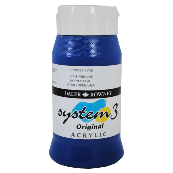 Daler-Rowney Original System 3 Acrylic, 500ml Bottle, Process Cyan