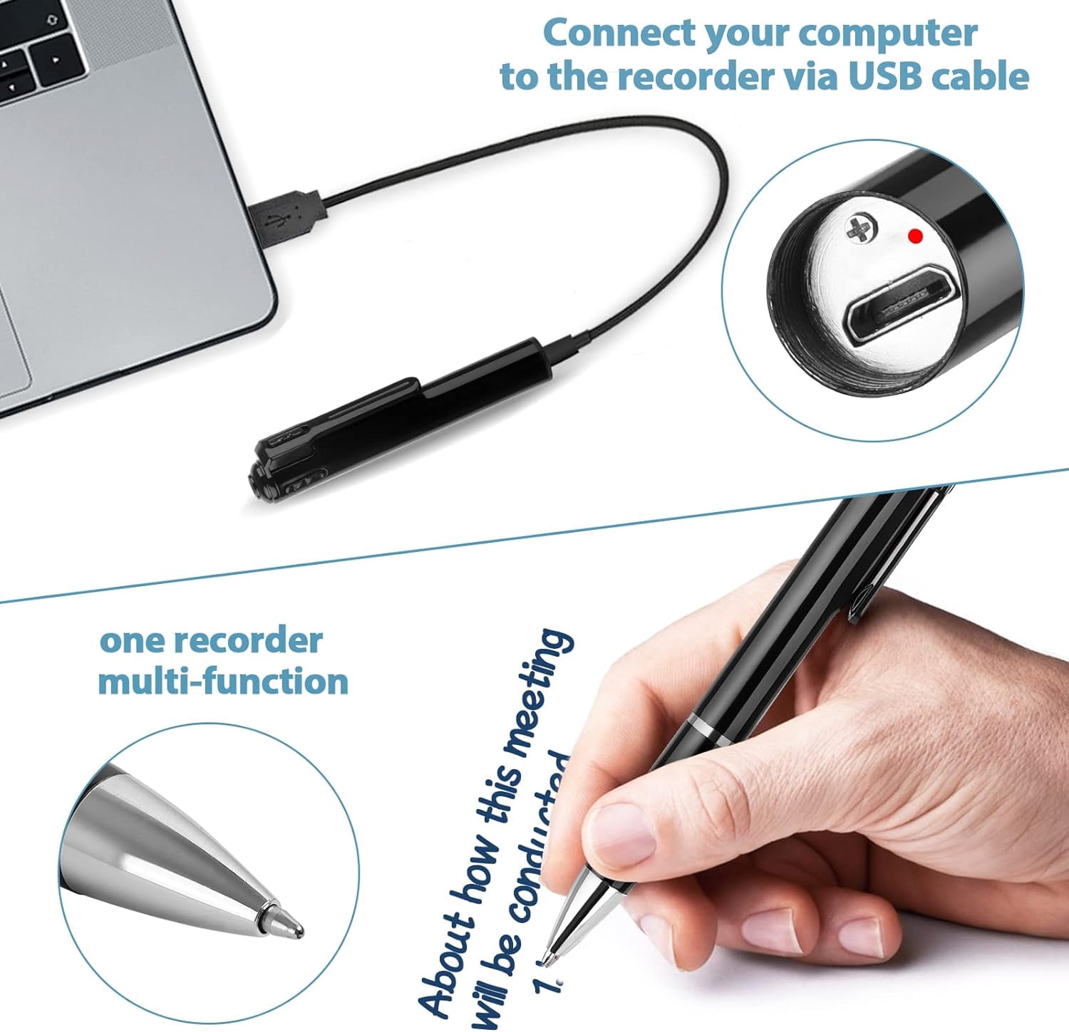 Digital Voice Recorder for Lectures, 16GB Digital Recorders with Playback, Voice Activated Recorder Portable Voice Recording Device, Tape Recorder for Meeting