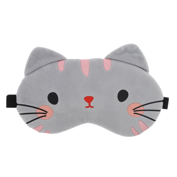 Unique Bargains Soft Sleep Mask Cartoon Cat Gray Comfortable Eye Mask for Adults