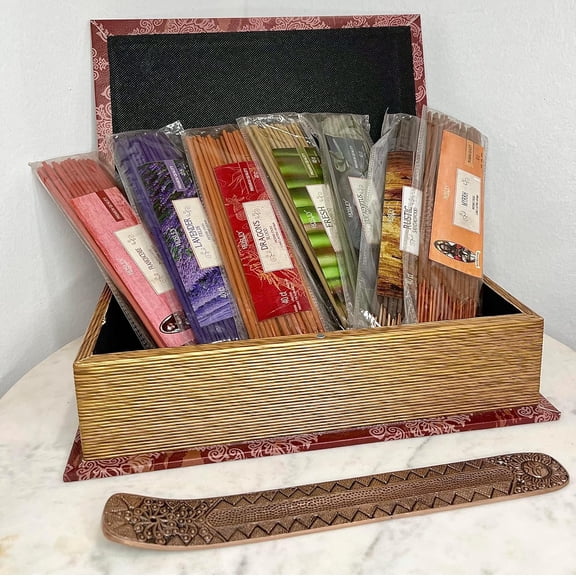 Hosley Incense Stick Gift Set with Incense Sticks & Incense Stick Holder, Red, 280 Count