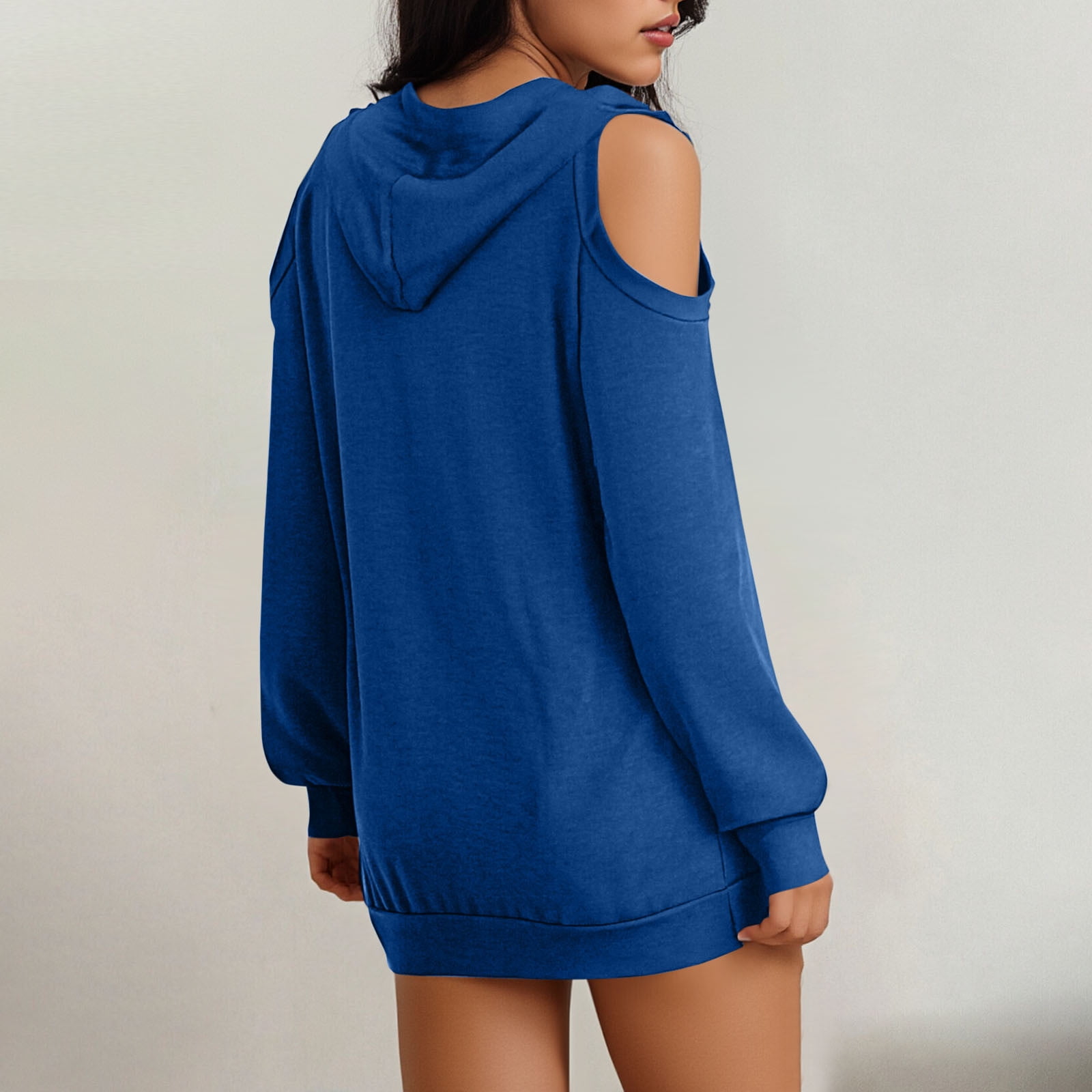 BSDJILFG Cold Shoulder Sweaters for Women Bell Sleeve Knitting Cotton Top High Neck Backless Soft Cozy Loose Blouses