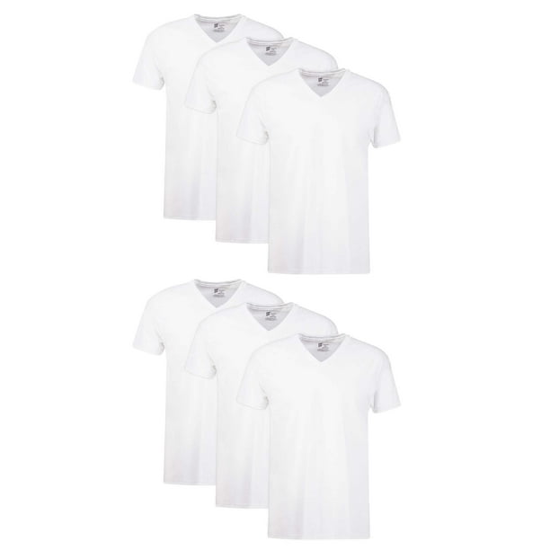 Hanes Men's Value Pack White VNeck Undershirts, 6 Pack
