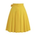 thumbnail image 4 of YUEJUIR Long Skirts for Women Ladies Solid Color Bow Belt Retro Pocket A Line Skirt Faldas Para Mujer Black Skirt for Women Women Skirt (Yellow,M), 4 of 5