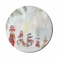 thumbnail image 1 of Christmas Mouse Pad for Computers, Depiction with Snowman and Falling Snow Ice Frozen Blizzard Themed Art Print, Round Non-Slip Thick Rubber Modern Gaming Mousepad, 8" Round, Multicolor, by Ambesonne, 1 of 2