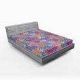 thumbnail image 2 of Ambesonne Floral Design Fitted Sheet, Flowers Psychedelic, King Size, Violet Deep Sky Blue, 2 of 5