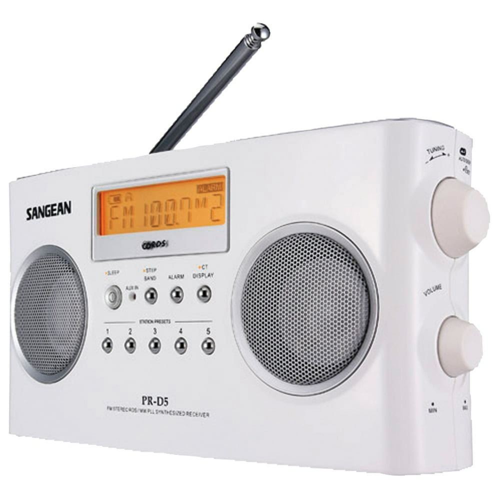 Sangean® Prd5 digitl Portable Stereo Receiver With Am/fm Radio (white