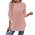thumbnail image 2 of HongQid Fall Tops for Women Long Sleeve Casual Loose Tunic Solid Color Tops Blouse, 2 of 5