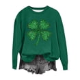 thumbnail image 2 of LEKWK St Patricks Day Shirt Women Sparkly Print Crewneck Sweatshirts Long Sleeve Graphic Tees Green Glitter Effect Clover Outfits, 2 of 4