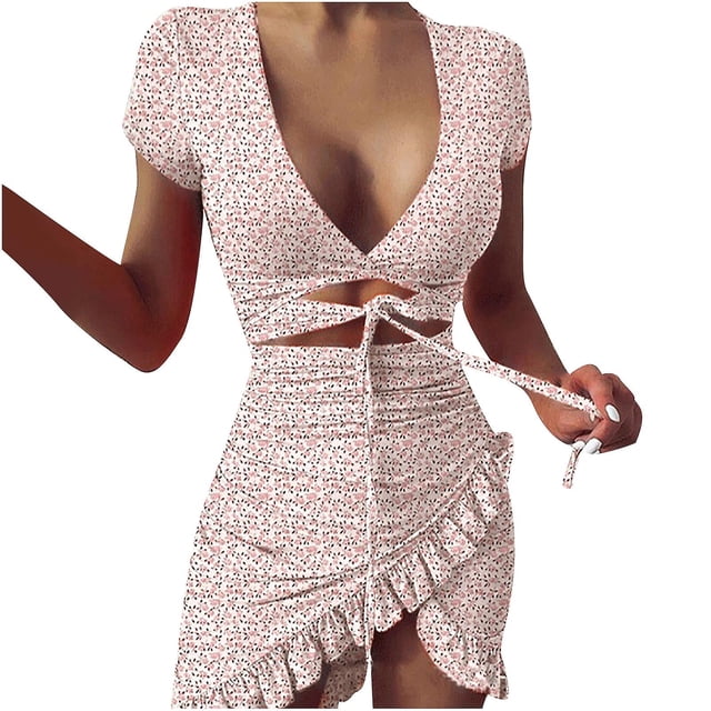 Vestido HUOGUO Fashion vestido sexy asimétrico con estampado para mujer