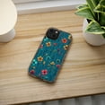 thumbnail image 5 of DistinctInk Clear Hybrid Case for Apple iPhone 12 (6.1" Screen) - Vibrant Spring Blossoms on Teal Background - Tempered Glass Back, 5 of 8