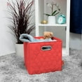 thumbnail image 5 of JIAessentials Small 11-inch Red Foldable Diamond Patterned Faux Leather Storage Cube Bins Set of Four with Handles with Dual Handles for living room, bedroom and office storage, 5 of 9