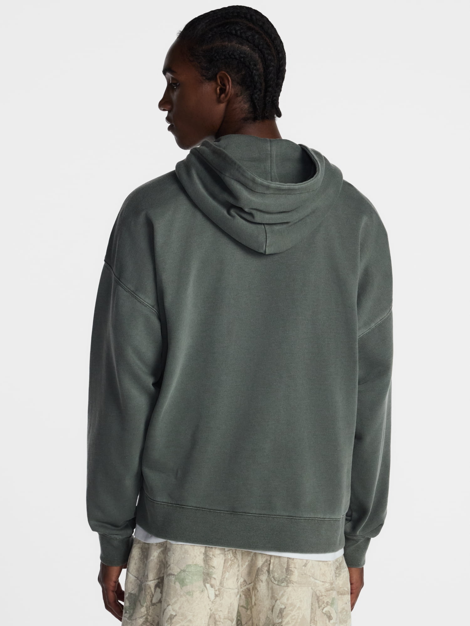 No Boundaries Boxy Fit Oversized Fleece Hoodie with Long Sleeves, Men's XS-4XLT