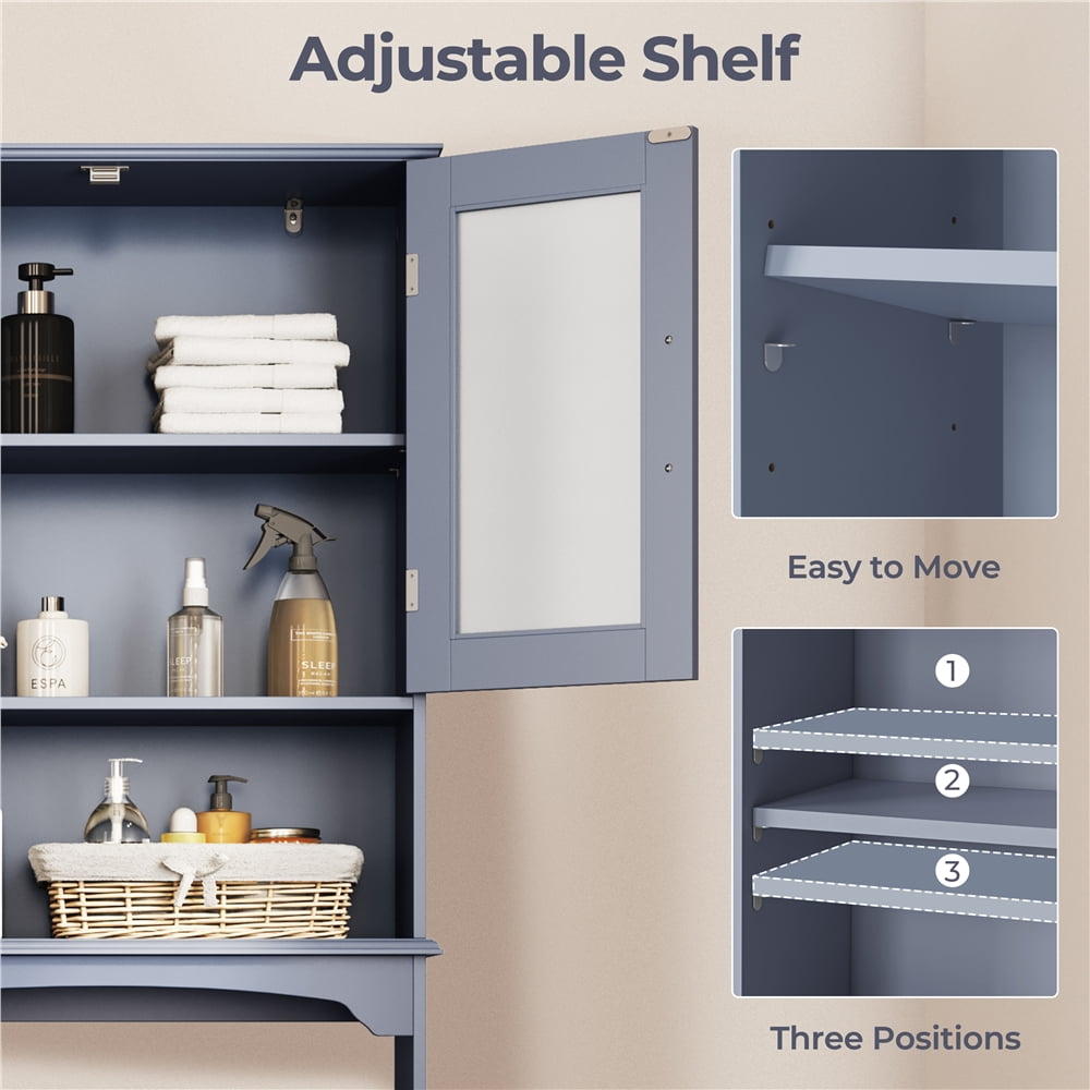 Yaheetech Free-Standing over-the-Toilet Storage Cabinet Shelf for Bathroom, Gray