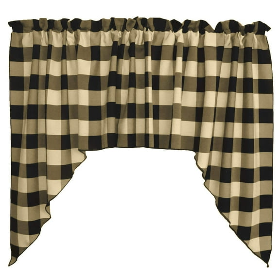 Buffalo Check Poplin Swag Window Valance 72" Wide / 36" Tall