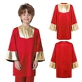 thumbnail image 3 of Hansber Kids Boys Praise Dance Top Long Sleeve Metallic Back Zipper Choir Church Worship Dance Stage Performance Tunic Top Red 6, 3 of 6