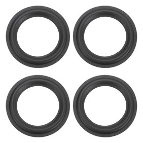 Uxcell 4 Pcs 4.5 Inch Rubber Speaker Edge Surround Rings 117x75mm(IDxOD) Perforated Subwoofer Rings Replacement Parts for Speaker Repair or DIY, Black