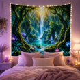 thumbnail image 2 of Forest Waterfall Beneath Sunlit Trees, Serene Fantasy Style for Nature Lovers, Forest Wall Art, Housewarming Gift Tapestry Wall Hanging for Bedroom and Meditation Room, 2 of 7