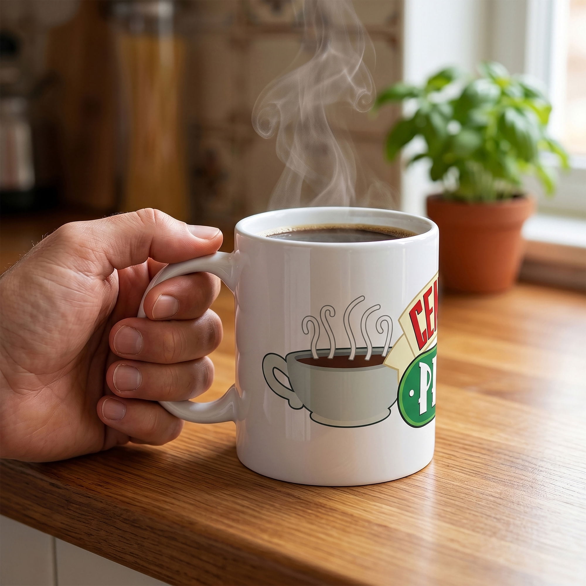 Pyramid America: Friends: Central Perk - 11oz Ceramic Mug - Coffee & Tea Cup, Shop Logo, Microwave-Dishwasher Safe, TV Show Fan Collectible, Licensed