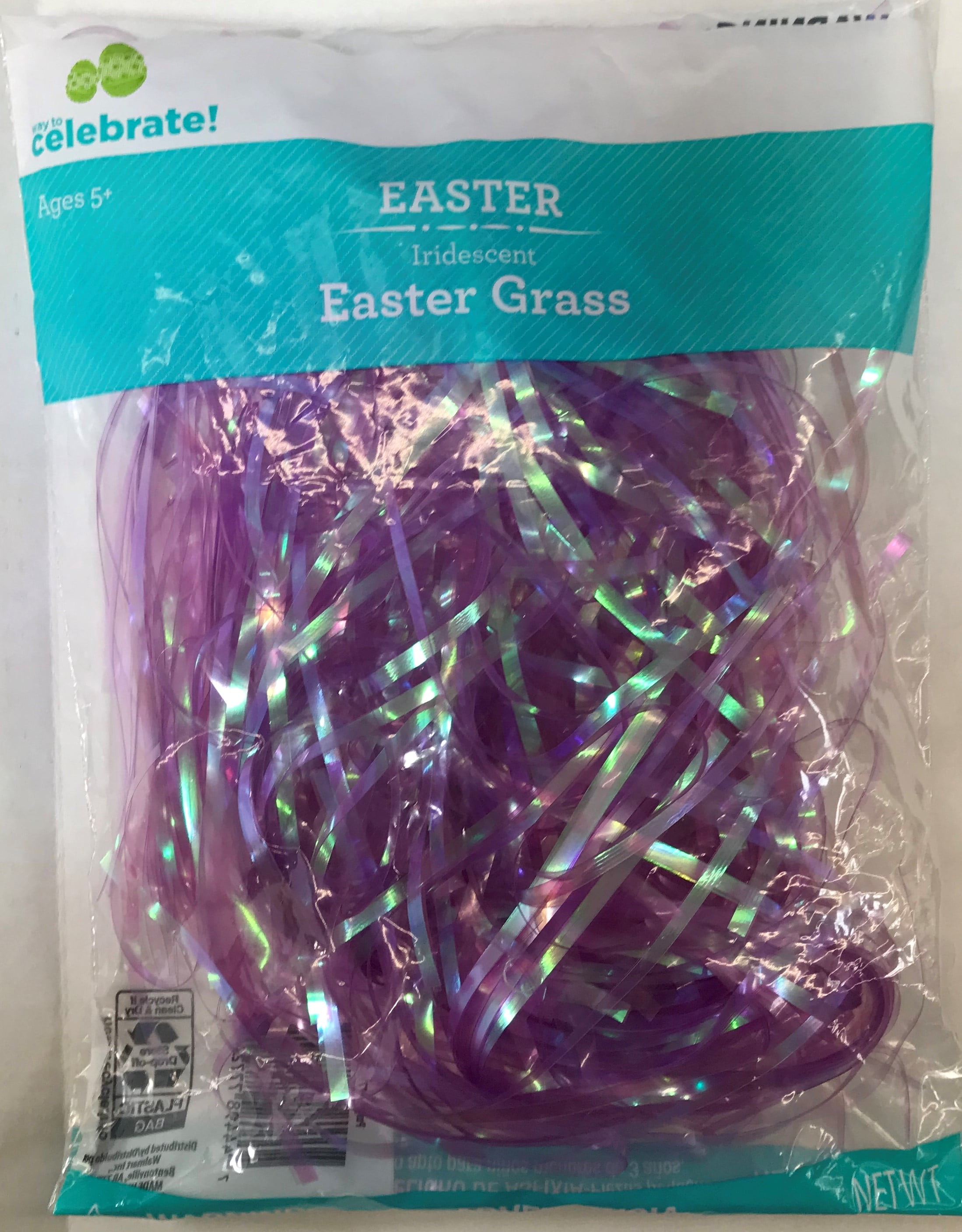 WAY TO CELEBRATE! Iridescent Purple Plastic Easter Grass, 1.25 oz