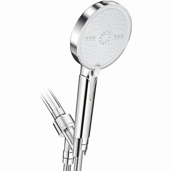 5 Functions High Pressure Shower Head with Handheld, 3.8x9.6in, High Flow Handheld Showerheads with Adjustable Panel, Silver