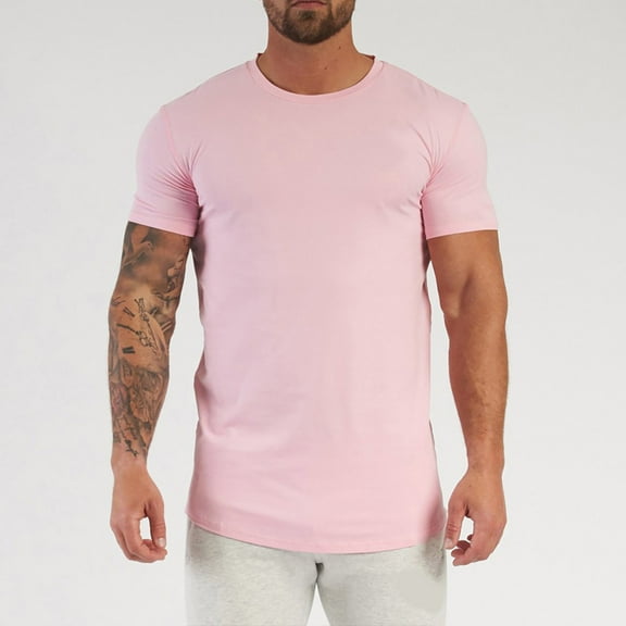WNEGSTG Shirts for Men Breathable Ice Silk T Shirt Top Short Sleeve Slim Fit Fashion Summer Round Neck