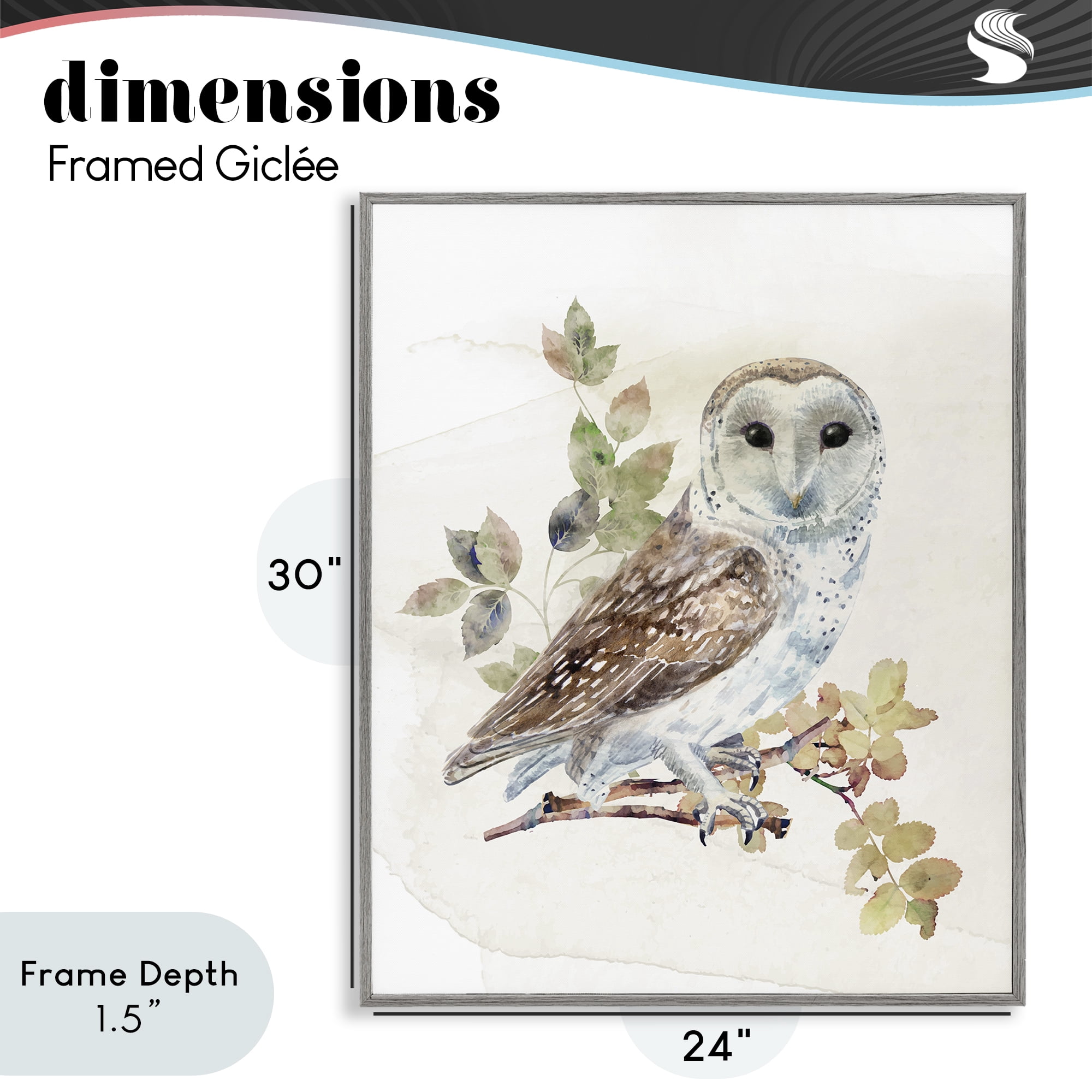 Stupell Industries Owl Among Autumn Leaves Gray Framed Giclee Art, design by CAD Designs