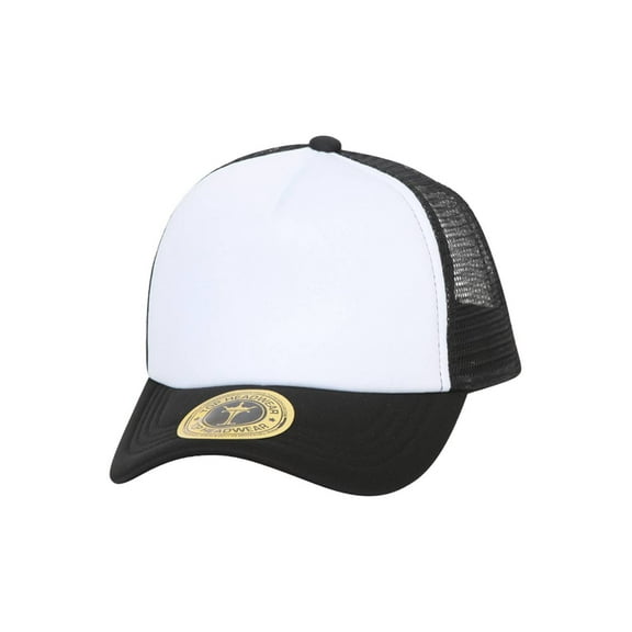 Top Headwear Low Profile Trucker Foam Mesh Hat, White/Black