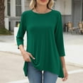 thumbnail image 2 of Bovxnpu 3/4 Length Sleeve Womens Tops, Cotton Casual Tunic Tops for Women Loose Dressy, Women's Fashion Printed T-shirt 3/4 Sleeves Blouse Round Neck Casual M, 2 of 6