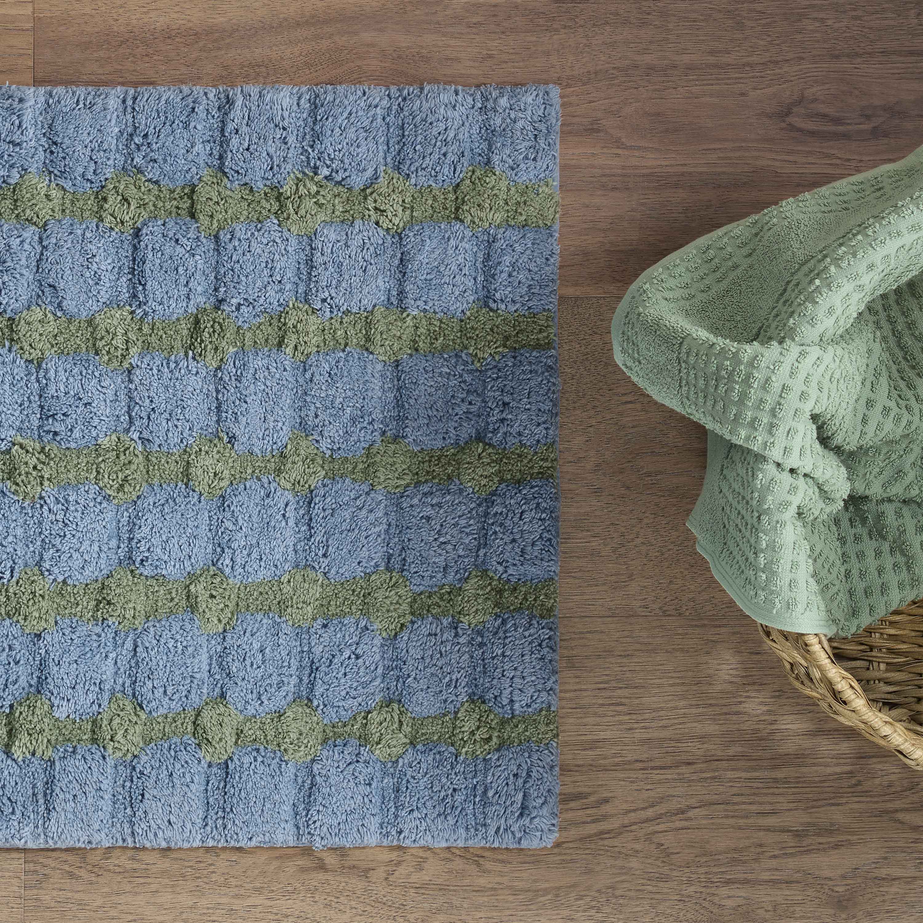 Martex Expression Sculpted Bath Rug, Sky Blue/Sage