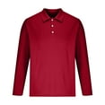 thumbnail image 5 of NaWent Mens Fashion Polo Shirts Cotton Classic Long Sleeve thermal Button Shirt with Pocket on Wine 4(S), 5 of 5