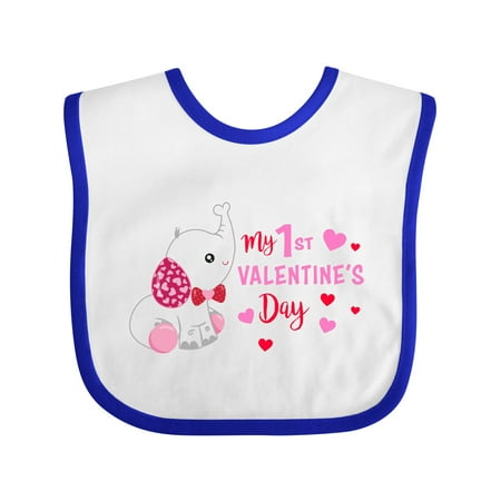 

Inktastic My 1st Valentine s Day with Elephant Gift Baby Girl Bib