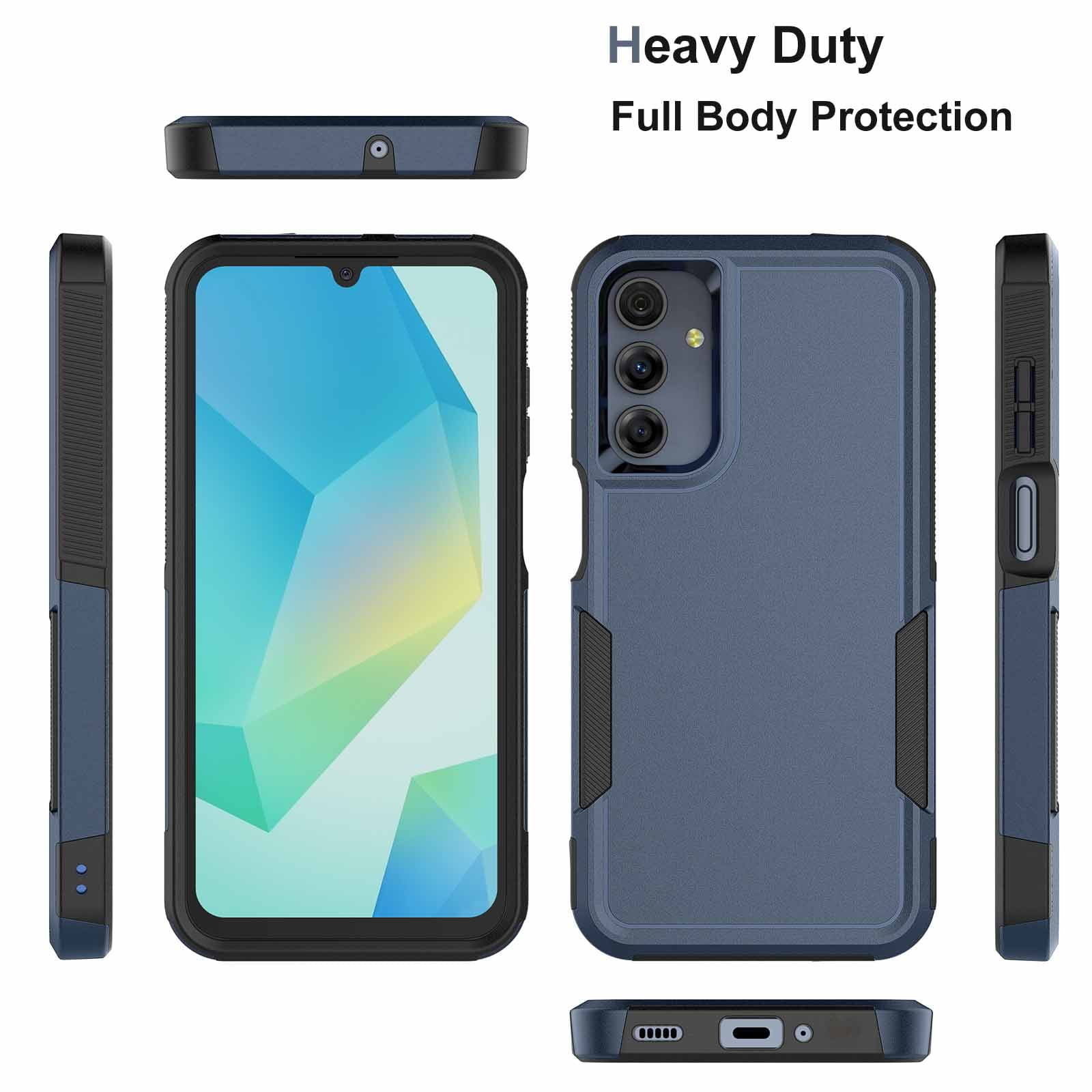 Samsung Galaxy A16 Case,Sturdy Phone Case for Galaxy A16 2025 6.7 inch,Njjex Shockproof Protection Heavy Duty Armor Hard Plastic & Rubber Rugged Bumper 2-in-1 Case Cover-Blue