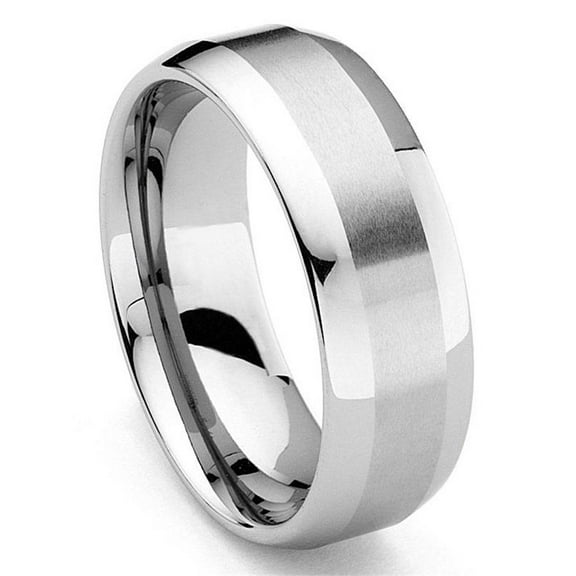 Andrea Jewelers 8MM Tungsten Carbide Dome Wedding Band Ring With Brushed Center Sz 7.5