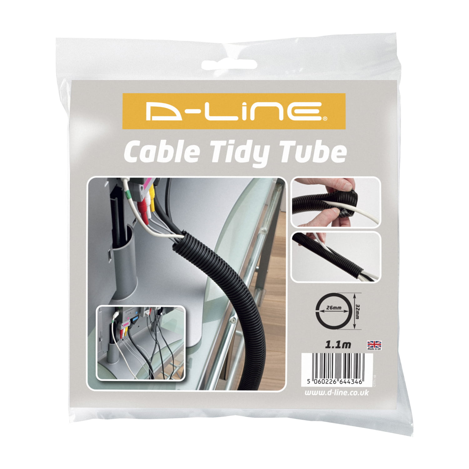 D-Line Cable Management Box, Hide Power Strips & Cords - Large, Black