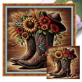 thumbnail image 1 of Kit Punto Cruz Con Botas Impresas Hilo Algodón Ecológico Bordado 11CT Art40x40cm, 1 of 9